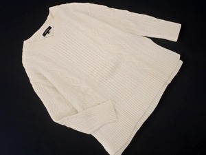 UNTITLED アンタイトル ウール混 Vネック ケーブル編み ニット セーター size4/白 ◇■ ☆ ekc0 レディース