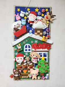 petit chaleur*　ハンドメイド*　フェルト*　リース*　タペストリー*　クリスマス*　サンタ*　トナカイ*　プレゼント*　雪*　