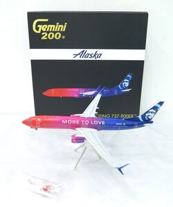 1円～①◆Gemini200◆ジェミニ200 Alaska アラスカ航空 1/200 ボーイング737-900ER MORE TO LOVE 共箱 中古 現状品 詳細不明 長期保管品