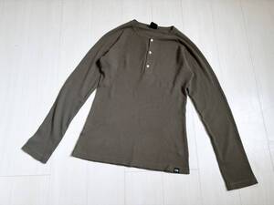 美品 THE NORTH FACE ノースフェイス L/S Dacron QD Cotton Waffle Henry NT35612 カットソー ワッフル ヘンリーネック L オリーブ▼0158