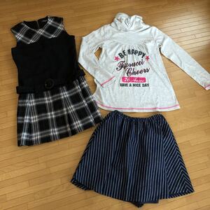 子供140サイズ　コムサ　ワンピース　フィオルッチ新品長袖Ｔシャツ スカート　ブランド服3枚セット売　発表会　入学式　卒業式フォーマル