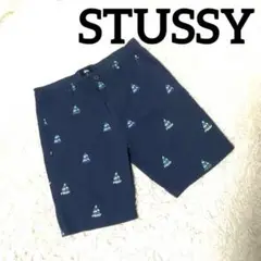 ♯234 STUSSY ステューシー ヨット柄刺繍 総柄 ハーフパンツショートL