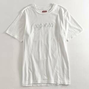 Ef4 Supreme シュプリーム Tシャツ 半袖 トップス ロゴ刺繍 カットソー ホワイト系 コットン100% Mサイズ メンズ 紳士服