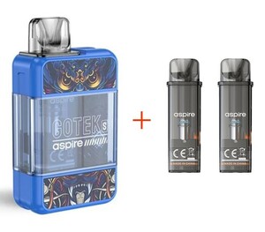 新品 Aspire GoTek S Pod＋交換用ポッドカートリッジセット　ブルー　電子タバコ　アスパイア　ゴーテックS　ポッド　ベイプ