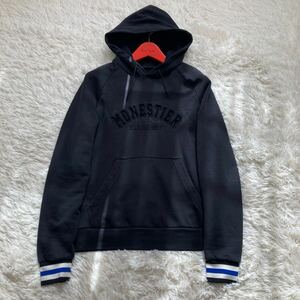 確実正規品/近年モデル MONCLER モンクレール MAGLIA SWEATER ジップ アウター メンズ パーカー スウェット ブラック 黒 M ロゴ ワッペン