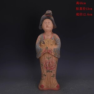 ◆旧家蔵出◆古美術 中国古玩　唐時代　唐三彩　女俑　古賞物　擺件　骨董　時代物　CN01