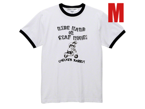 CHECKER RABBIT Ringer T-shirt M/リンガーtシャツtrimトリムtee兎うさぎラビットスクーターハイスーパーフローマイナーツーリングs301s601