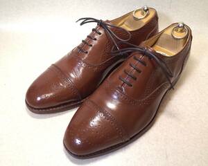 【即決価格落札で送料無料】4268■Samuel Windsor HAND MADE/イギリス■セミブローグ/キャップトゥ/ストレートチップ/28.5cm■