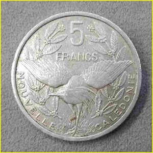 【フランス領ニューカレドニア 5フラン 硬貨/1990年】 NOUVELLE-CALEDONIE 5 FRANCS/アルミ貨/コイン/仏領