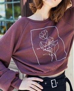 【新品・未使用品】Flower print SWEAT Roine by lip service リップサービス トップス レディース ダークピンク