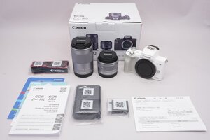 ミラーレスカメラ EOS Kiss M2 ダブルズームキット ホワイト ■Canon★Joshin(ジャンク)849B【1円開始・送料無料】