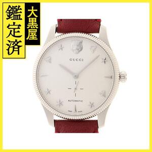 GUCCI　グッチ　Gタイムレス　126.3/YA126346　SS/レザー　男性用自動巻時計【473】