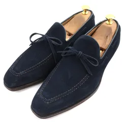 【ドンドン見直し】美品△CROCKETT&JONES クロケットアンドジョーンズ WENDOVER2 ウエンドーバー2 スウェードレザー シューズ ローファー ネイビー 6.5 イングランド製 メンズ オススメ◎