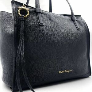 入手困難/A4収納◎ フェラガモ Salvatore Ferragamo メンズ ビジネス トートバッグ エイミー ガンチーニ金具 レザー 本革 ブラック 黒