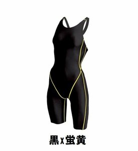 499円 新品 女子 ウィメンズ 水泳 競泳 水着 黒x蛍黄 Sサイズ 子供 大人 男性 女性 wundou ウンドウ 2910