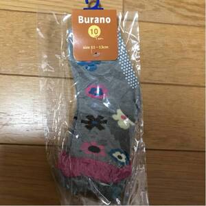 新品未使用　Burano 花柄靴下 11～13cm