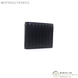 ボッテガ ヴェネタ （BOTTEGA VENETA） イントレチャート コンパクト 二つ折り 財布 193642 ブラック（中古）