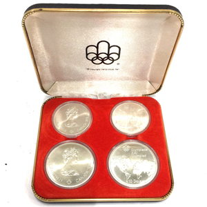1円 カナダ モントリオールオリンピック 1976年 10ドル / 5ドル 含 記念コイン 保存ケース付き 計4点 セット 現状品