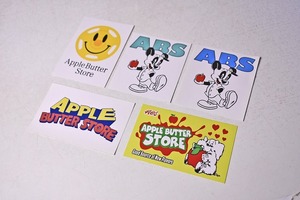 APPLE BUTTER STORE ★ ABS ★ アップルバターストア ★ ステッカー ★ シール ★ 5枚セット ★ 福岡 ★ イラスト ★ 中古品 ★ 未使用 ★