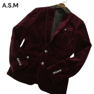 A.S.M アトリエサブ メン 秋冬 ベロア★ ラペル切替 テーラード ジャケット ブレザー Sz.48 メンズ ASM　A4T13246_C#N