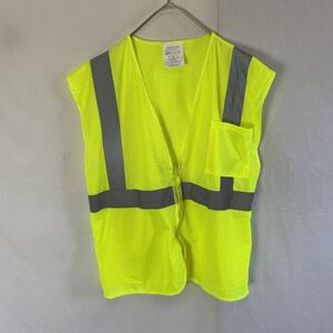 メッシュベスト　リフレクター　古着　Mサイズ　蛍光イエロー　WORKWEAR