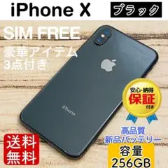 iPhoneX ブラック 256GB SIMフリー 100% アイフォーン 美品