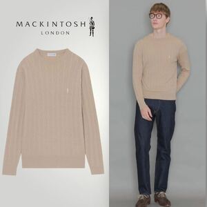 [未使用級] MACKINTOSH LONDON マッキントッシュ 12ゲージケーブルクルーネックニット 36300円 キャメルカラー