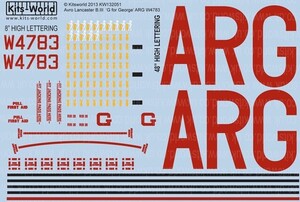 キッツワールド KW132051 1/32 Avro Lancaster B.III ‘G for George’ ARG W4783III ’ ARG W4783 Recommended HK Model KIT