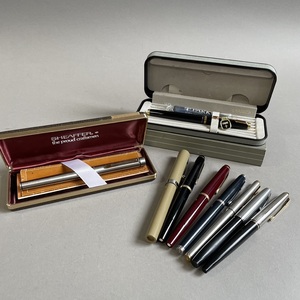 MS2059 MONTBLANC/PARKER/SHEAFFER 3ブランド 万年筆 9点 まとめて 14K585など 箱付きあり (検)モンブラン パーカー シェーファー 筆記用具