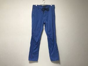 本物アルマーニジーンズARMANI JEANSコットンチノパンツサーフアメカジミリタリービジネススーツゴルフメンズ青ブルー33チュニジア製L