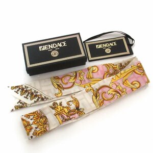 美品 FENDACE フェンダーチェ FENDI×VERSACE フェンディ×ヴェルサーチ バロック×ズッカ シルク100% ラッピースカーフ マルチカラー