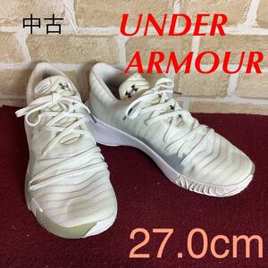 【売り切り!送料無料!】A-296 UNDER ARMOUR!バスケットシューズ!白!27.0cm!おしゃれ!普段履き!バスケット!スポーツ!バッシュ!中古!