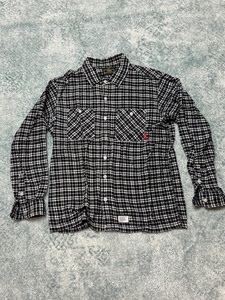 【中古品】 WTAPS ダブルタップス チェック 長袖 シャツ ネイビー ボタン 秋 冬 ネルシャツ ファッション ワーク Ｍサイズ