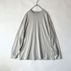 【美品】steven alan FLP SUP BORDER LONG SLEEVE TEE -LOOSE 日本製 スティーブンアラン LOOSE FIT ボーダーT グレー系 size XL