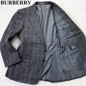 BURBERRY バーバリー テーラードジャケット スーツ ジャケット シングル 二つボタン 2B グレンチェック グレー A3 (XS〜S相当) 毛