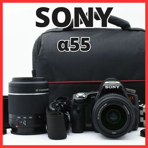 J11/6017A-16★美品★ソニー SONY α55 ボディ 純正 ダブルズームキット SLT-A55V ダブルレンズ