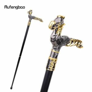 DA013:金と黒の鳥が付いた杖 装飾的な杖 エレガントな紳士服 コスプレスタイル かぎ針編み 93cm