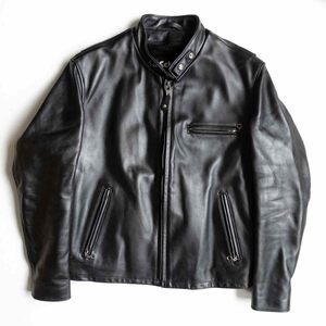 【美品/ビッグサイズ】SCHOTT【641/シングルライダースジャケット】44 ボアライナー付き レザージャケット アメリカ製 ショット 2405382