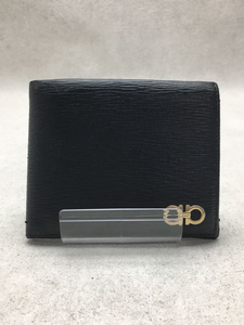 Salvatore Ferragamo◆ガンチーニ/2つ折り財布/レザー/BLK