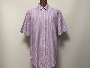 USED/RALPH LAUREN/SHORT SLEEVE/BOTTONDOWN SHIRTS/CLASSIC FIT/STRIPE/ラルフローレン/ストライプ柄/半袖シャツ/クラッシックフィット