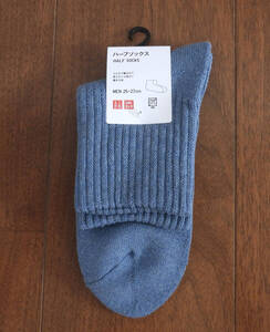 ユニクロ UNIQLO ハーフソックス MEN 25-27cm ブルー【新品未使用】