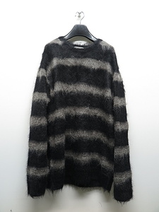 SALE30%OFF/Yohji Yamamoto・ヨウジヤマモト/5G BRUSHED RANDOM STRIPE ROUND NECK LONG SLEEVE/ブラック・3