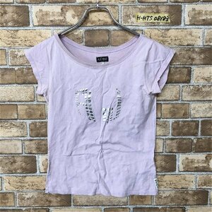 ARMANI JEANS アルマーニジーンズ レディース メタリック ドットロゴ プリント フレンチスリーブ Tシャツ 38 ピンク