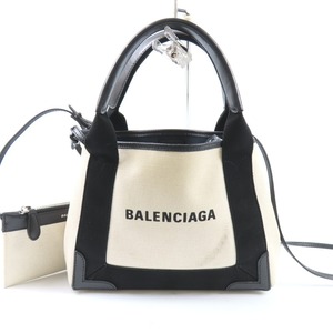 42440★1円スタート★BALENCIAGA バレンシアガ 中綺麗 ネイビーカバスXS ポーチ付 2WAY 斜め掛けOK ハンドバッグ キャンバス