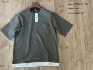 新品 COMME CA ISM コムサイズム フェイクレイヤード クルーネック半袖Tシャツ 21カーキ Lサイズ 60TY13 定価3,200円