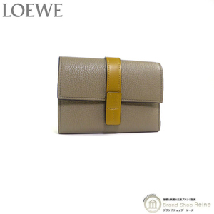 ロエベ （LOEWE） スモール バーティカル ウォレット 三つ折り コンパクト 財布 C660S86X01 ローレルグリーン×オークル（新品）