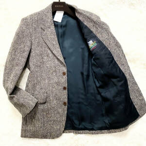 未使用級ツイード!Paul Smith×Irish tweed cascleislandテーラードジャケットXL.LL~Lメランジュ地グレーポールスミスアイリッシュツイード