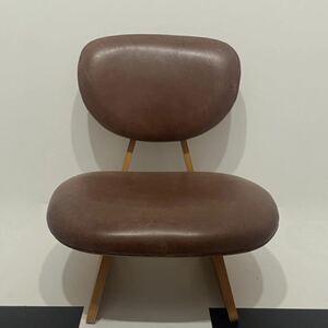 k416 長大作 TENDO レザー チェア 低座 椅子 chair ウッド 07070811 天童木工 PLY イス