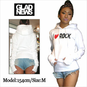 GLAD NEWS / グラッドニュース プルオーバーパーカー 【IROCK】 (ホワイト：Mサイズ)〔 アメージング 通販 〕〔 アメージング 服 〕