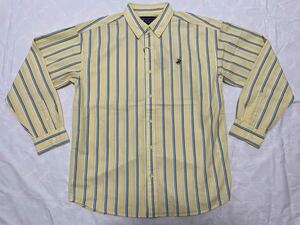 f●大きいサイズ LL　メンズ●新品●BERVERLY　HILIS　POLO　CLUB　ボタンダウン　ストライプ柄　長袖シャツ　綿100％●イエロー